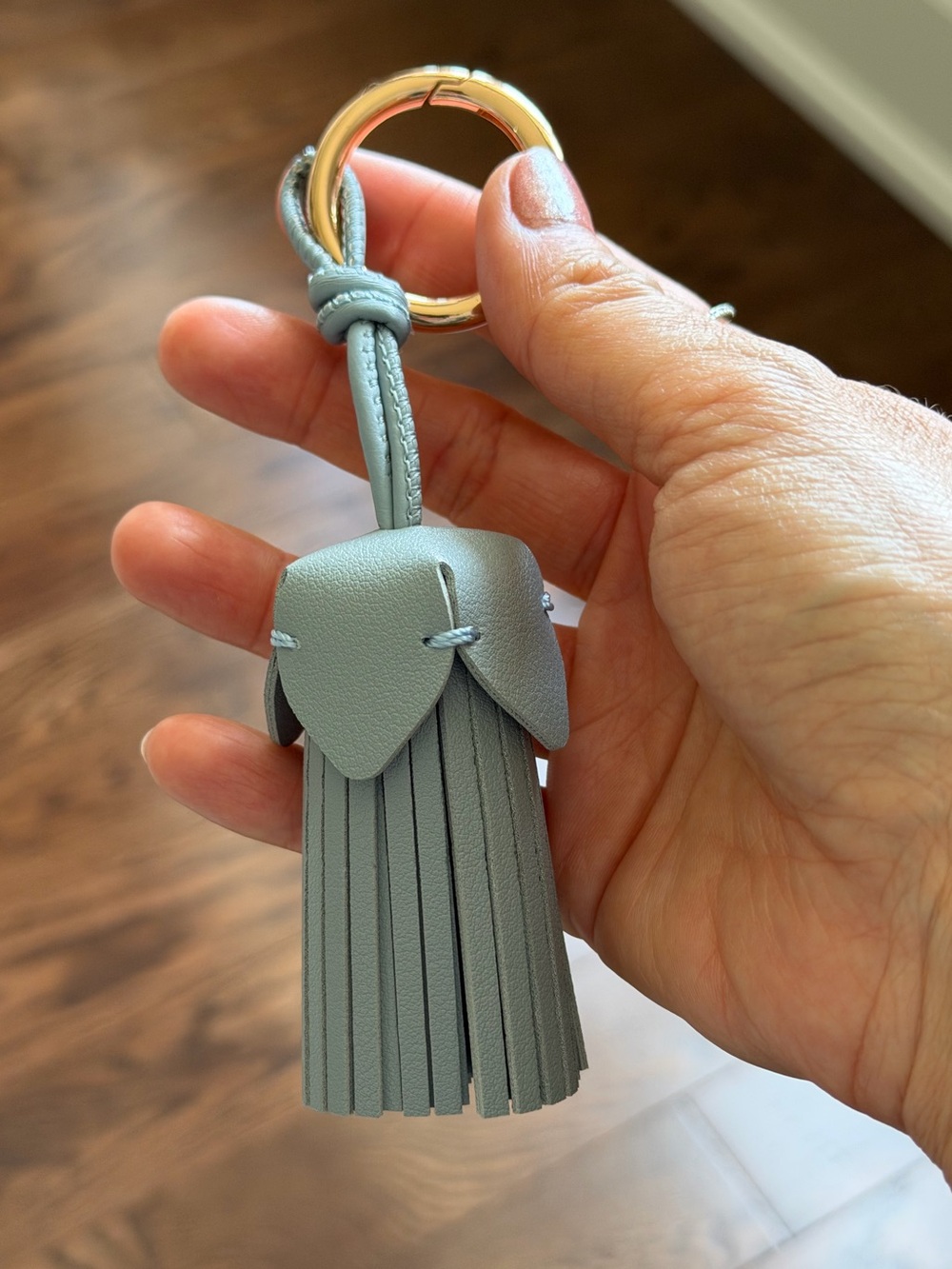 Light Blue Vegan Leather Tassel Bag Charm